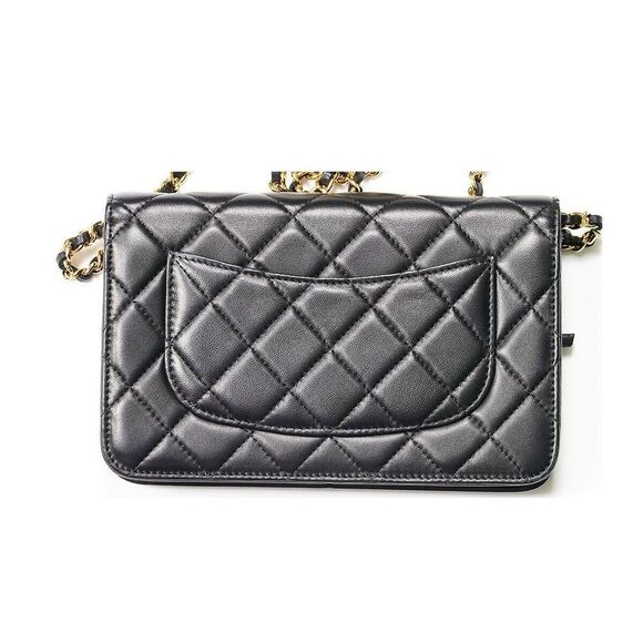 Authenic Black CHANEL Wallet On Chain - Gold Chain - Quilted Lambskin - Picture 4 of 9